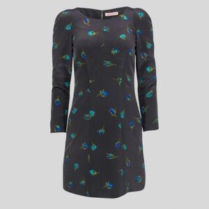 Runway REBECCA TAYLOR Silk Floral Puff Zipper Cuff Sheath Graphic Mini Dress 2